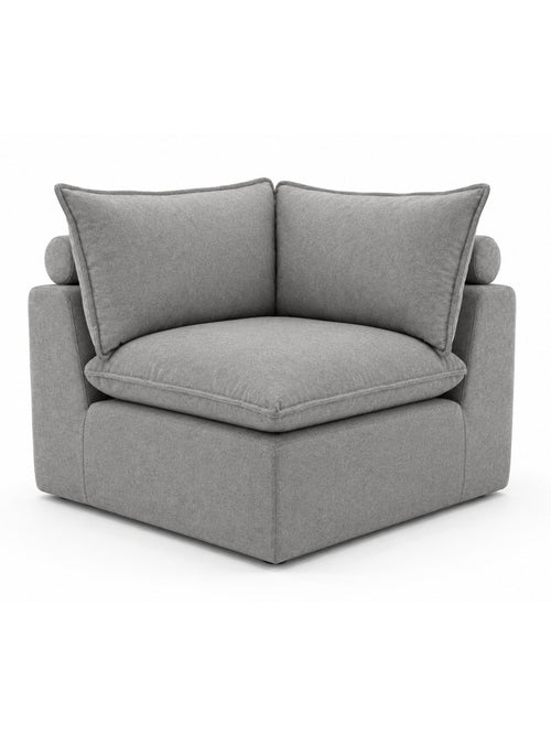 Módulo esquinero del sofá modular KUMO en gris, vista lateral