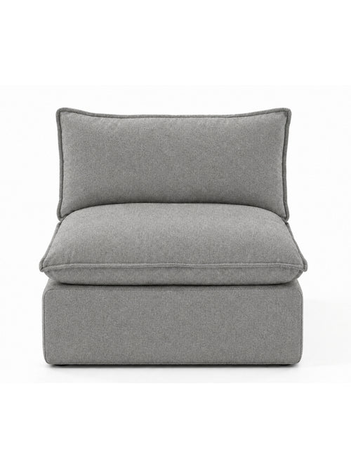 Módulo central sin brazos del sofá modular KUMO en gris, vista frontal